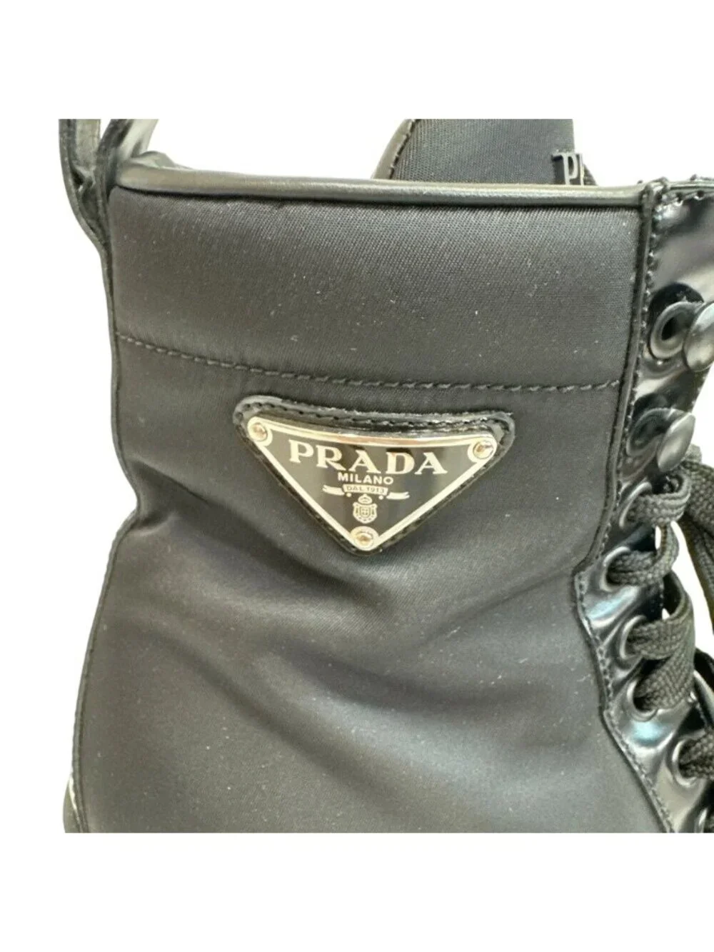 Prada Booties Heels Sneakers Brands Lace Up Short Boots Triangle Logo